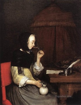  Pino Painting - Woman Drinking Wine Christian Filippino Lippi